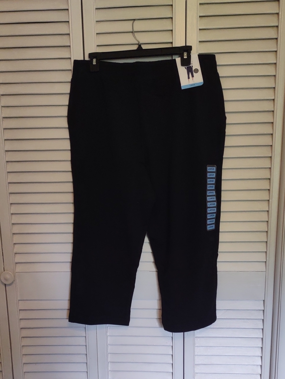 NWT Member's Mark French Terry Crop Capri Pants Size L Large Black - Picture 2 of 6
